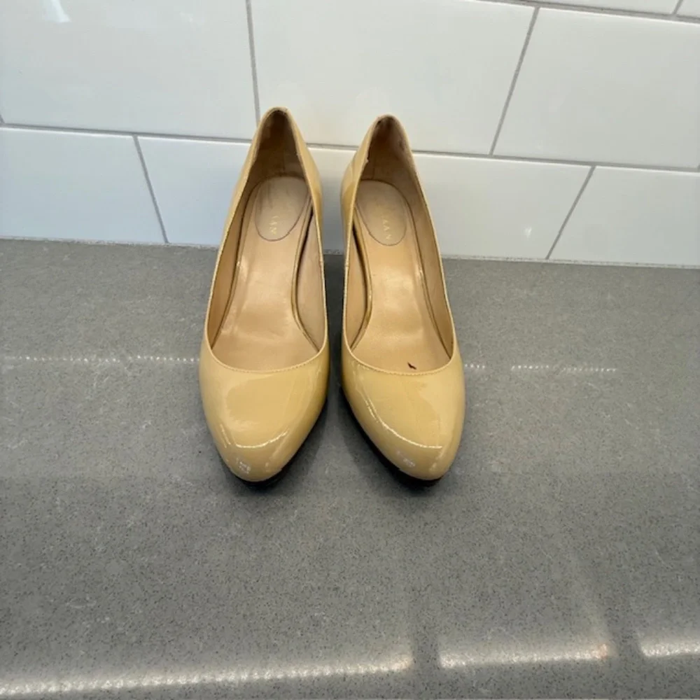 Women Cole Haan Margot Pump II Nougat Beige Patent Leather Wood 3